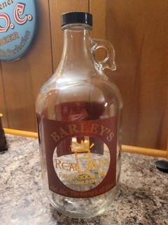 Vintage Growler Barley's Real Ales Columbus Ohio Glass Beer Jug Bottle 1/2 Gal.