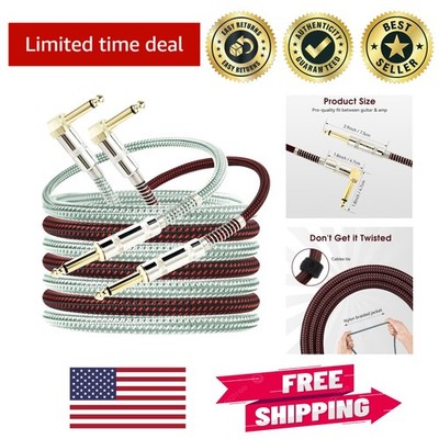 Versatile 10ft Guitar Instrument Cables with Gold Plated Male Connectors