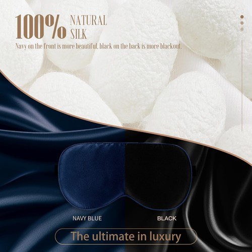 Silk Eye Mask for Sleeping - Soft Breathable Organic Natural Mulberry Silk Fa... - Picture 2 of 7