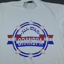 Vintage All Star Grandpa TShirt Mens Size Large White Single stitch Made in USA