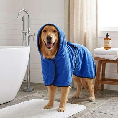 Hunde-Bademantel mit Kapuze aus Mikrofaser zum Trocknen nach dem Baden