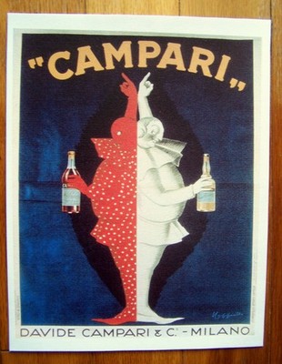 CAMPARI ad on Canvas print ad - HARLEQUIN red & white - 8''x11'' - Mint