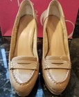 NINE & CO. WINTOLA Light Taupe/Beige PATENT LEATHER PLATFORM PUMP 5" HEEL 7.5 M — photo 3
