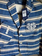 Blazer Chaqueta Náutica Polo Ralph Lauren Logo Caballo de Mar Algodón Ajustado US4S Deporte