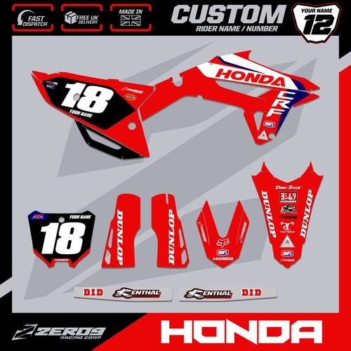 KIT GRÁFICOS HONDA MOTOCROSS PERSONALIZADO MX GRÁFICOS PEGATINAS CALCOMANÍAS CRF TEAM 24 - Imagen 2 de 8