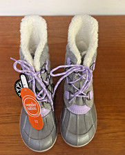 Wonder Nation Size 12 Temp Rated Silver/Purple Winter Snow Boots New With Tags