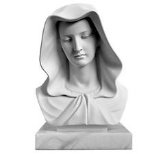 Buste Mater si Chaste Sculpture de Table en Marbre Blanc Base Albâtre H 40cm