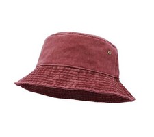 Bucket Hat Wide Brim Washed Denim Cotton Outdoor Sun Hat Flat Top Cap for Fis...