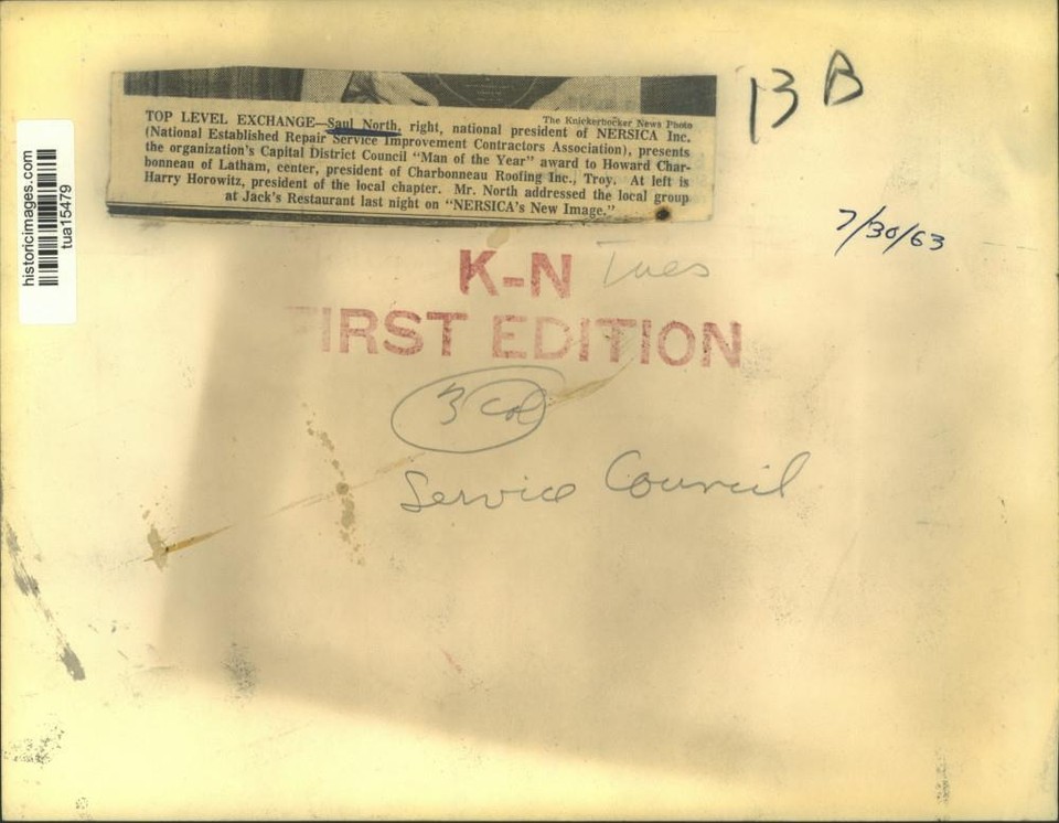 1963 Press Photo Latham, New York businessman awarded by national