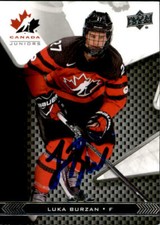 Luka Burzan Signed 2018 Upper Deck Canada Juniors card #49 Colorado Avalanche