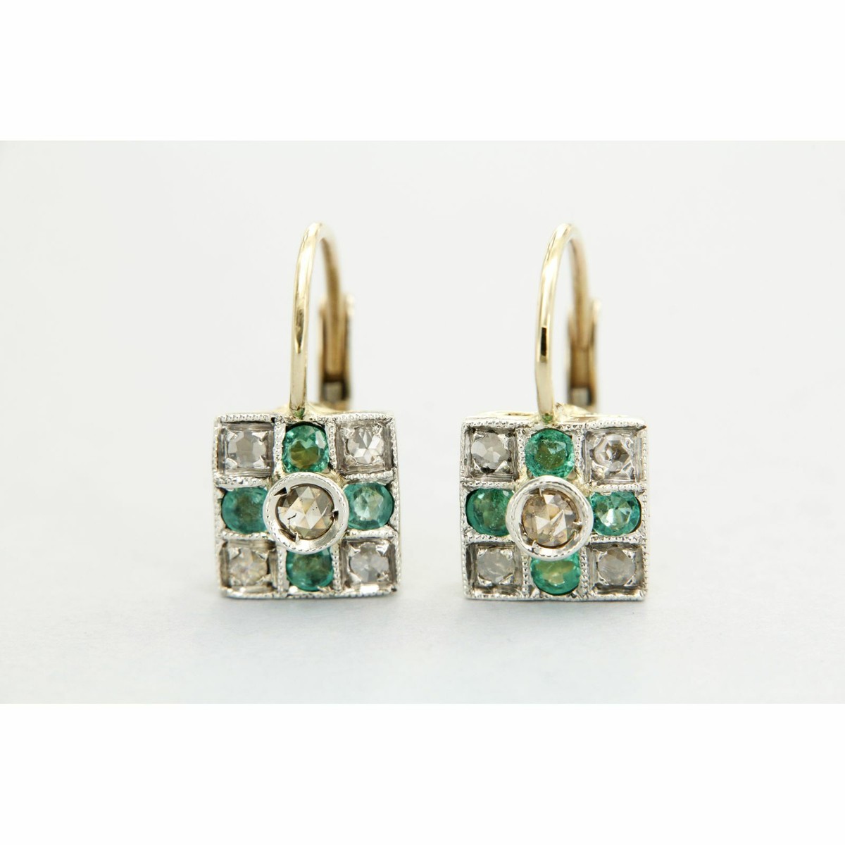 Boucles D'oreilles Dormeuses En Or 14k Avec émeraude, Rubis Et Diamants - Forme Insecte/mouche, Neuves