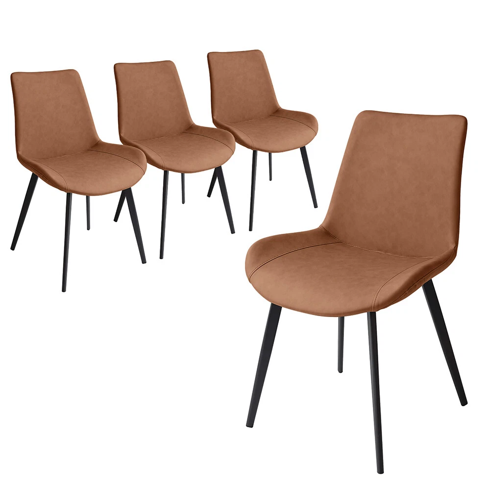JIEXI Set of 2 4 Modern PU Leather Armless Chairs Dining Kitchen Room Steel Leg