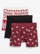 New Men's Old Navy Boxer Briefs Underwear Xmas Holiday set 3 dogs moose Medium