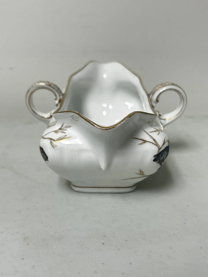 Barco de molho branco real vintage CFH GDM Limoges França aro dourado e design de peixe - Imagem 2 de 4