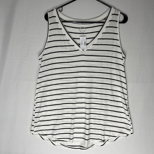 24/7 Maurices Shirt Womens Large Striped V Neck Sleeveless Tank Top Stretch NWT