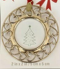 STUDIO DECOR 2021 ROUND GOLD HEART PICTURE FRAME ORNAMENT ANY YEAR REMOVABLE TAG