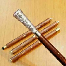 Men's Vintage Walking Cane Wooden Walking Stick Antique Brass Designer Handle