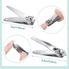 2 Style Nail Clippers Set Flat Slanted  Curved Toenail Fingernail Trimmer