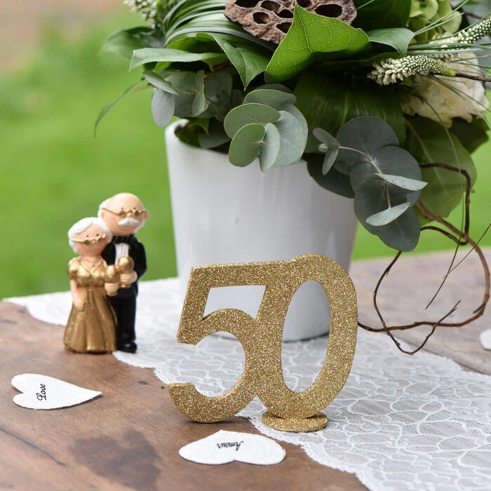 Aufsteller Geburtstags-Zahl 50, glitter-gold, ca. 10cm - Bild 2 von 2