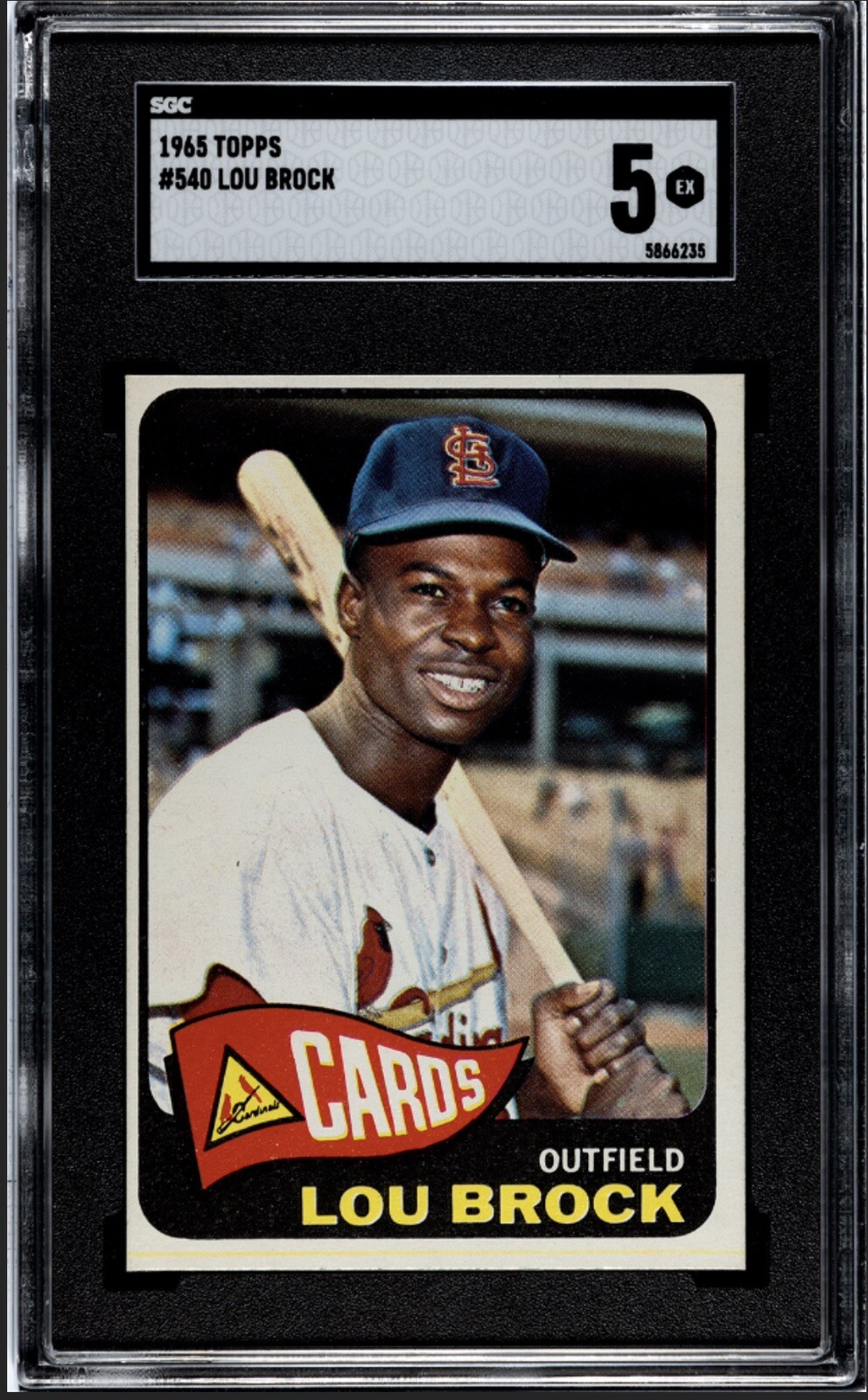 1965 Topps Lou Brock #540 SGC 5 EX HOF Cardinals Razor Sharp Great Color Beauty