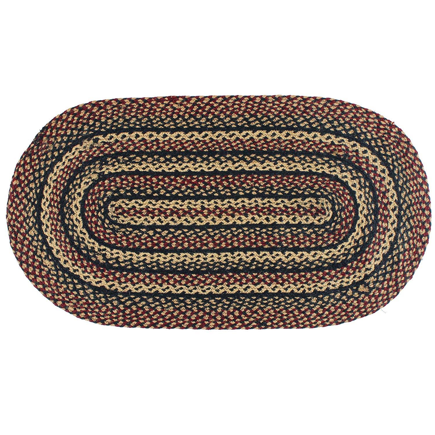 Blackberry Oval Area Carpet Braided Rug 22" x 72" Jute Fiber by IHF