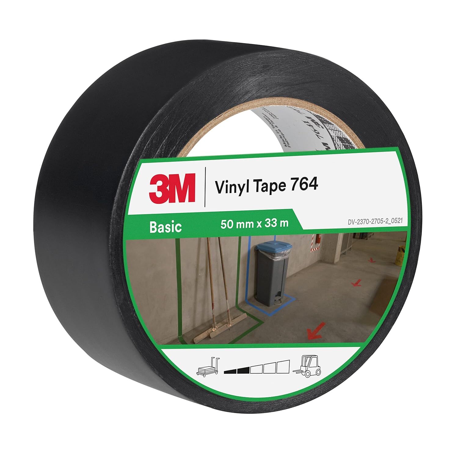 3M Nastro in vinile multiuso 764I nero, 50 mm x 33 m Nero 50mm x 33M Identificaz