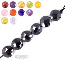 6  4 Bonus Cubic Zirconia 8mm Faceted Flat Round Coin Beads, Hard and Sparkle