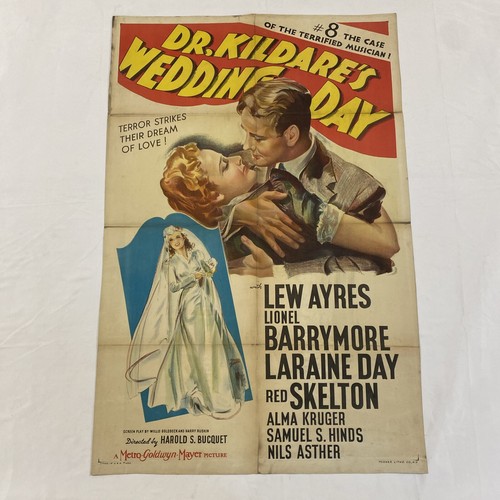 1941 DR KILDARES WEDDING DAY ORIG 27x41 MOVIE POSTER BARRYMORE AYRES SKELTON DAY