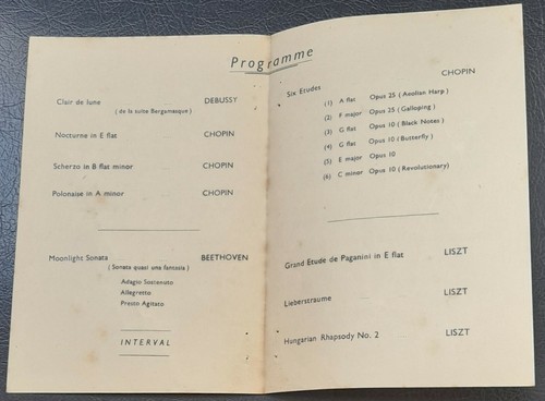 February 1947 Francis Cassel Piano Recital Programme Town Hall Reading Chopin - Picture 2 of 3