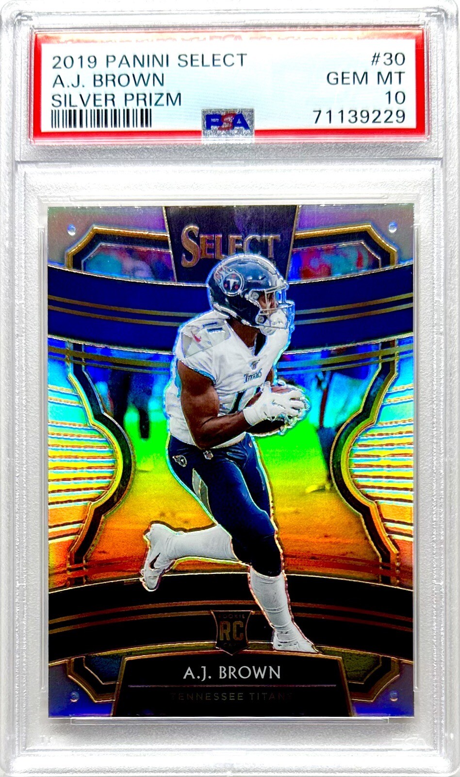 2019 AJ Brown Panini Select Silver Holo Prizm PSA 10 RC Eagles Pristine Gem #30 - Picture 2 of 4