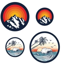 NEW Auto Drive Decal Mountains / Riptide Waves 4 Decals Easy Install 2" to 3.3"