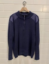 NWOT Vintage Wrangler Mens Large Premium Quality 1/4 Zip Blue Hunting Sweater