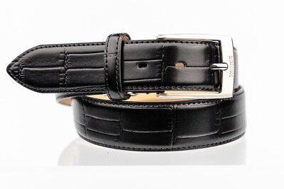 Schwarzer Smart Formal Krokodilleder Muster Ledergürtel Gr. S
