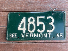 1965 Vermont License Plate 4853