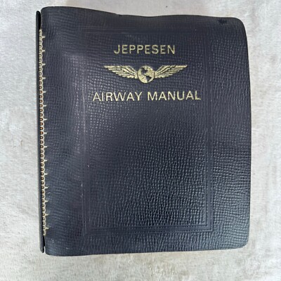 Vintage Jeppesen Airway Cowhide 7 Ring Manual Binder US W05