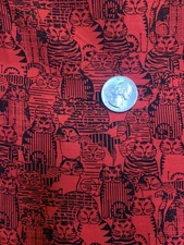 1/2 yd ~ Vintage Red Black Cats St Nicole Designs Cotton Fabric