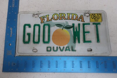 #ad Florida FL License Plate Vanity 2007 07 Go Wet Get Water Beach Surf GOO WET $62.40