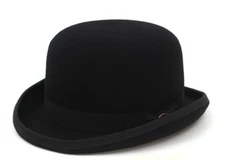 Vintage 100% Wool Mens Black Bowler Hat Fashion Hat Satin Lining 4 Sizes