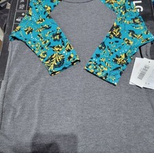 NWT LuLaRoe Kids Sloan shirt- Heather Gray w/ Teal Colored Sleeves Size- 8