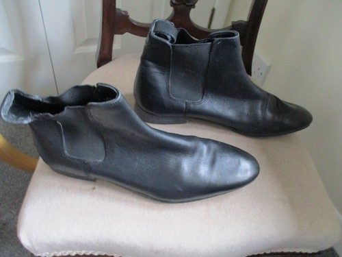 Topman - Black Leather, Elastic Side, Chelsea Ankle Boots - Size UK8 / EU42 - Picture 2 of 10