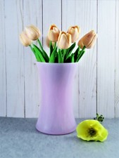 Solid Soft Pink Glass Flower Vase Curved Sides Bouquet Size 8.125X5 Inch