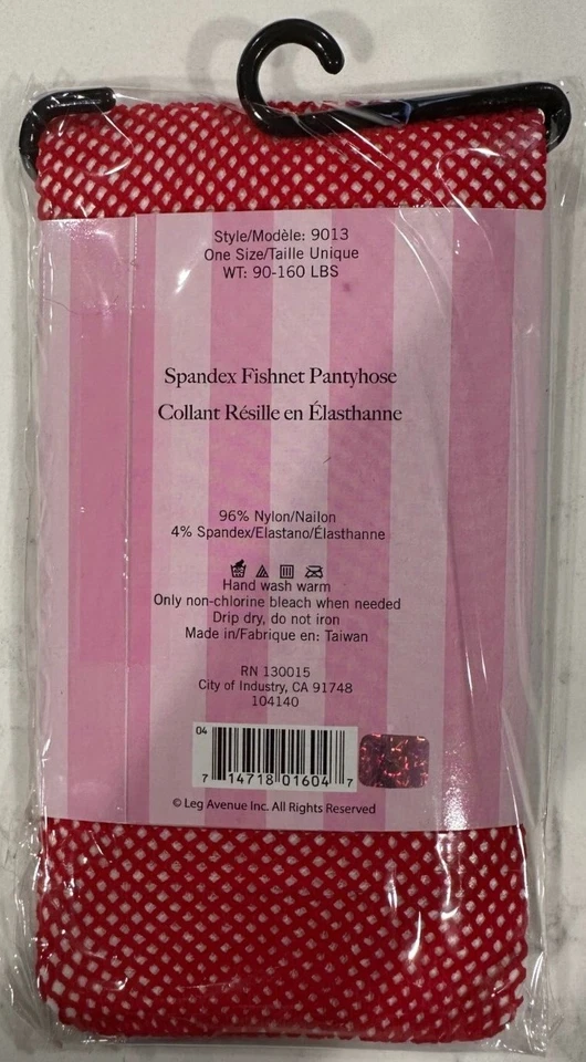 Pantimedias para mujer Red Fishnet, talla única, TOTALMENTE NUEVAS, Leg Avenue Foto 4 de 4