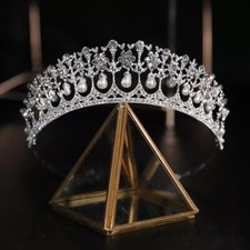 Bridal Crystal Pearl Headband Princess Tiara Crown Party Wedding Prom Headdress