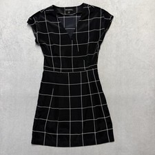 Banana Republic Geometric Black White Sheath Dress V-Neck Cap Sleeve Size 2