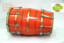 Indian Wood Dholak Musical Instrument Drum Nuts N Screws With Cover