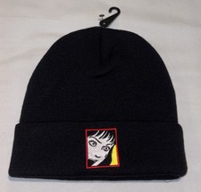 Ripple Junction Junji Ito Collection Shocked Face Embroidered Cuff Beanie Black