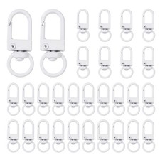 30pcs Metal Swivel Lobster Claw Clasp Keychain Buckle Clips White