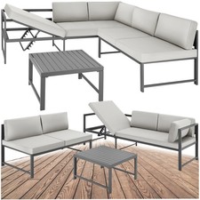 Outdoor Lounge Set Adjustable Aluminium Weatherproof Garden Sofa Modern 3-piece