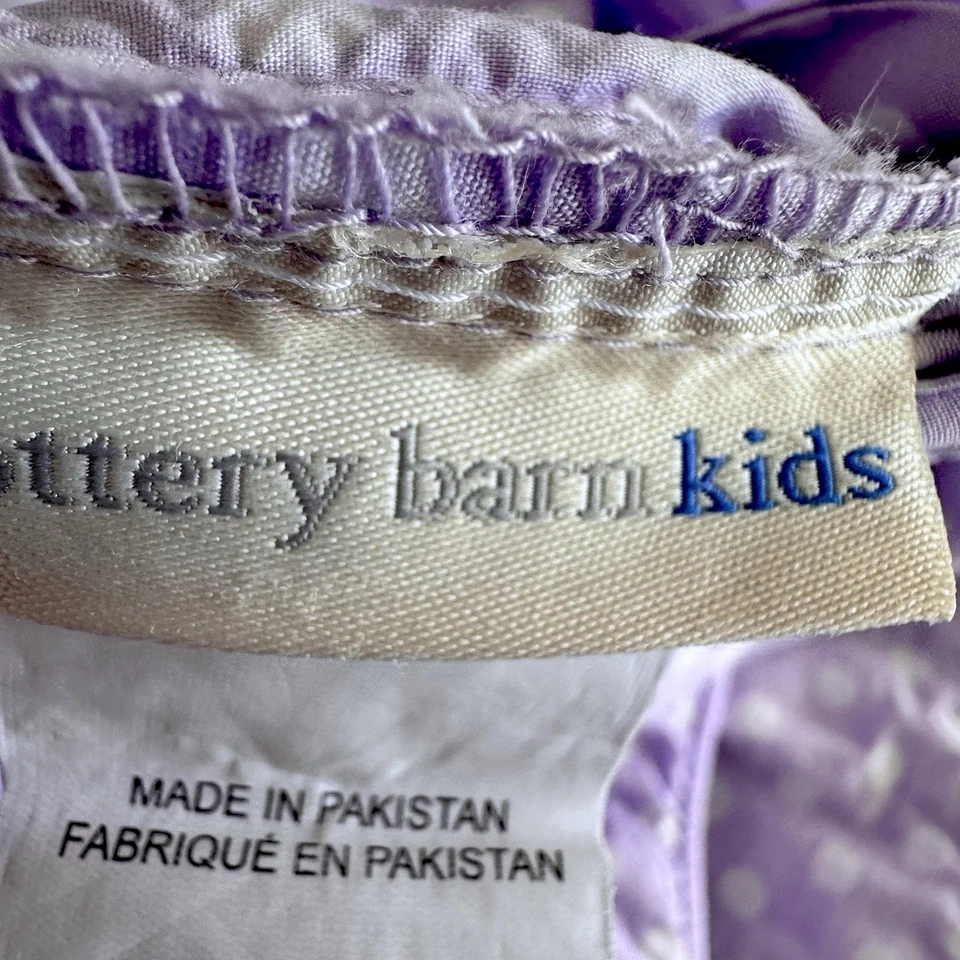 Funda nórdica Pottery Barn Kids doble algodón orgánico blanco púrpura blanco lunares Foto 4 de 4