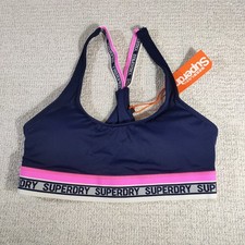 Superdry Cross Racer Bikini Gym Top UK 10 Marina Navy Blue Workout Swim New